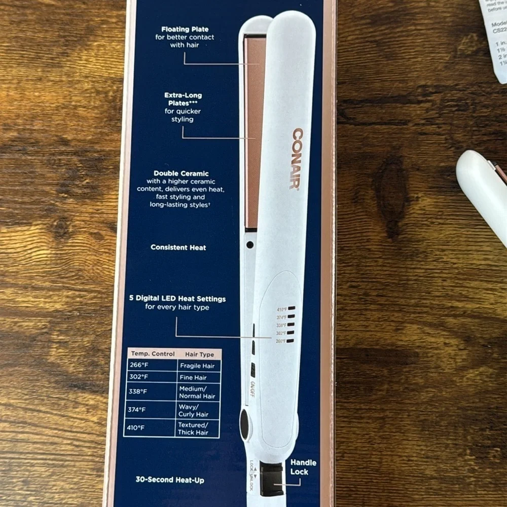 Conair White Hair Straightener - Double Ceramic Flat Iron